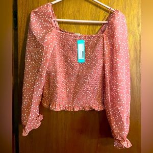NWT pink with white specks Lush blouse.